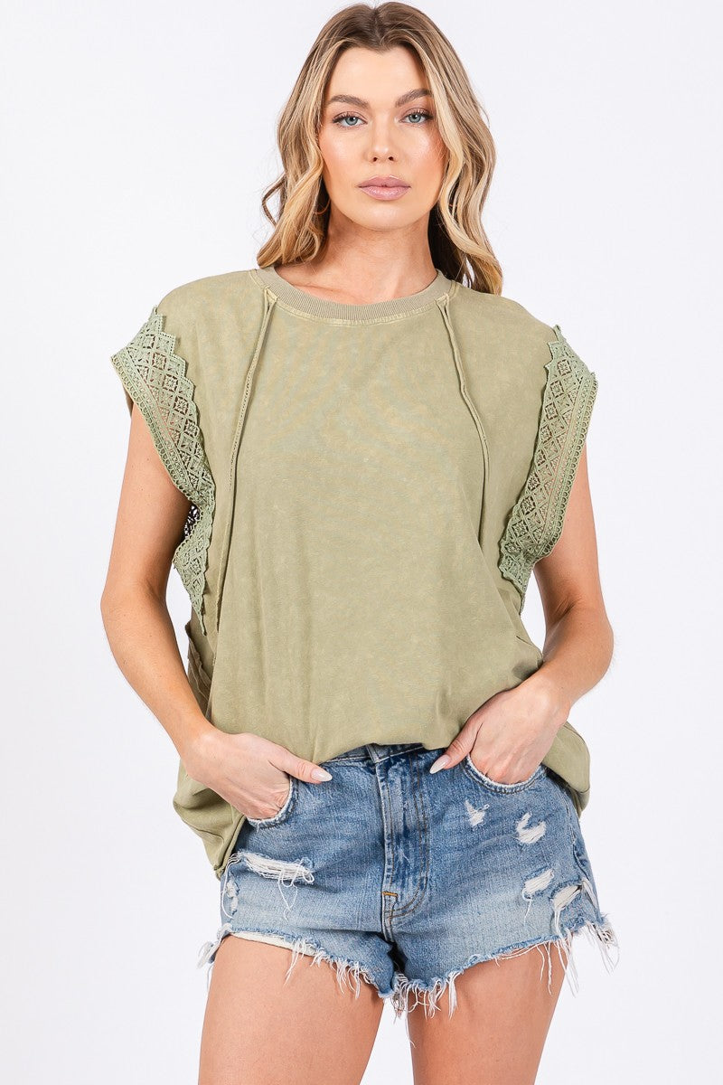 Lace Sleeve Henley